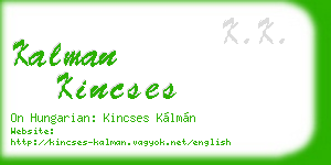 kalman kincses business card