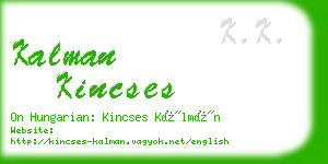 kalman kincses business card